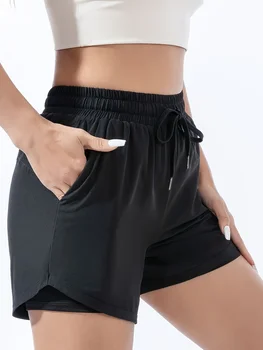 Women's Summer Quick Dry Sports Shorts High Waist Butt Lifting 2-in-1 Running Training Yoga Shorts 1