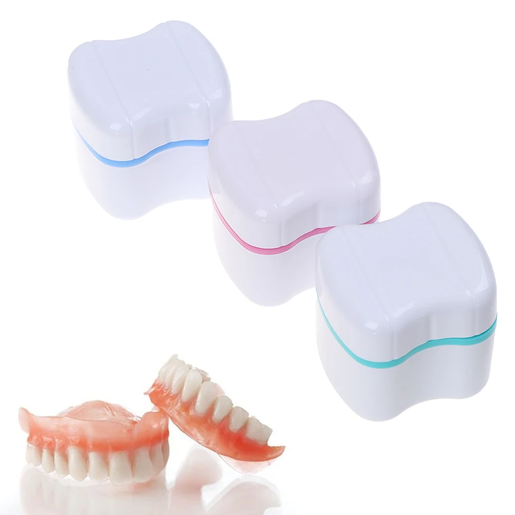 

Denture False Teeth Storage Box Case With Filter Screen Dental Appliance