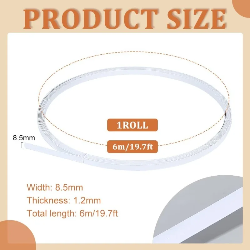 White Spring Steel Boning 6.56Yards 8.5x1.2mm Boning for Sewing Plastic Covered Steel for Bridal Dress Bustle Crinoline spring steel boning