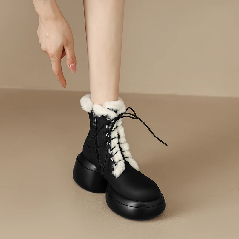 Women's Snow Boots Winter Shoes Warm Casual Fur Ankle Women's Non Slip Plush Suede Rubber Soled Shoes Women Boots Botas Mujer