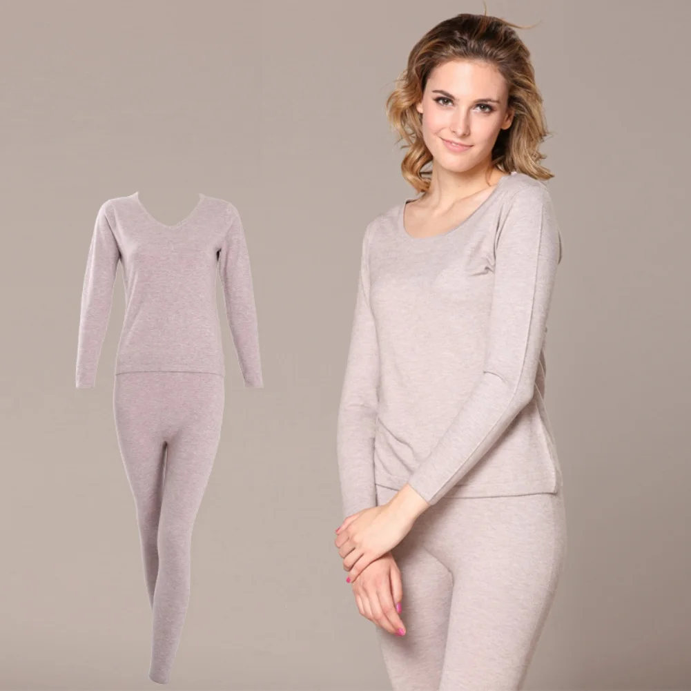 cashmere underwear set women sexy pink thermal wear sets winter clothes thermo lingerie clothing shirt woman top womens inner