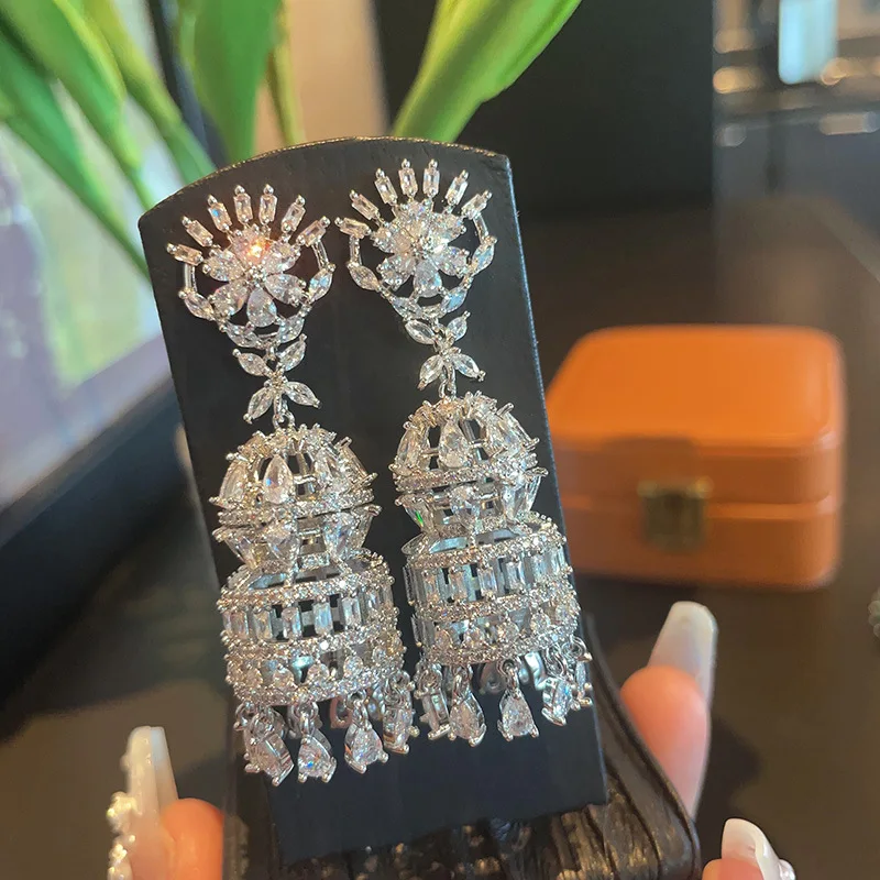 Bilincolor Zircon Colorful Wind Chime Earrings