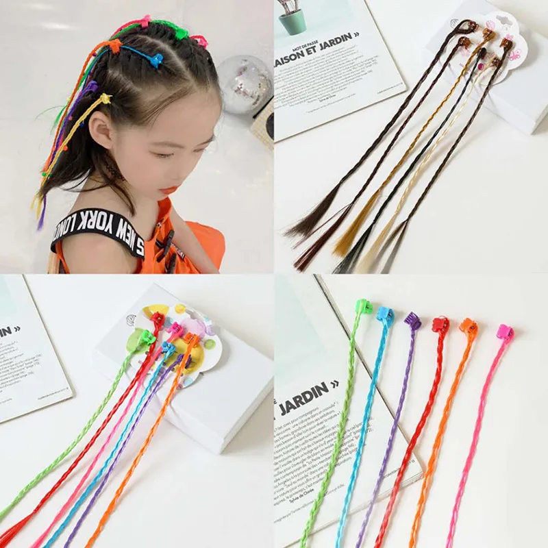 

Ponytail Hair Ornament Gradient Color Elatric Hair Band Cute Wig Kids Hairpins Rubber Bands DIY Braided Fashion Hair Accessories