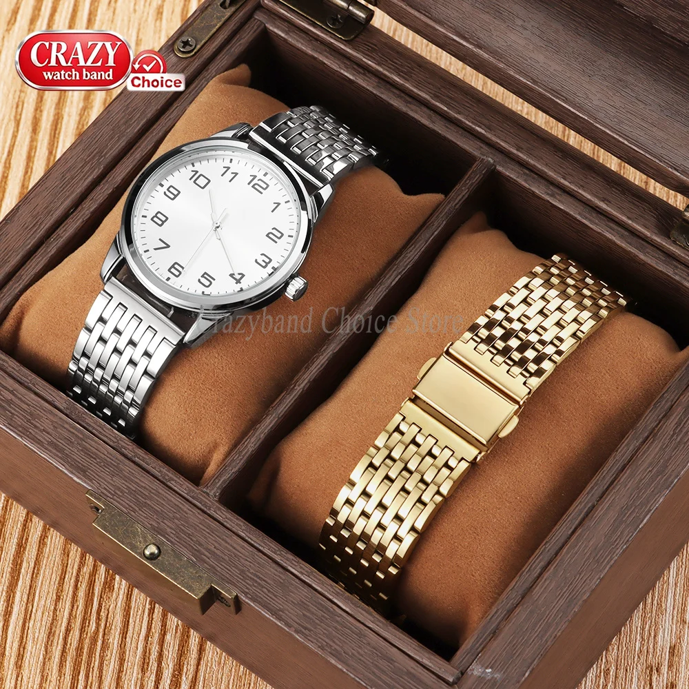 Premium Stainless Steel Watch Strap with Folding Buckle - Universal Fit 18mm, 20mm, 22mm
