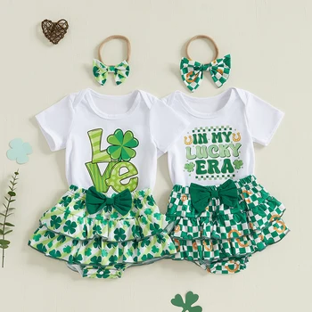 Baby Girl Shamrock Romper & Shorts Set 1