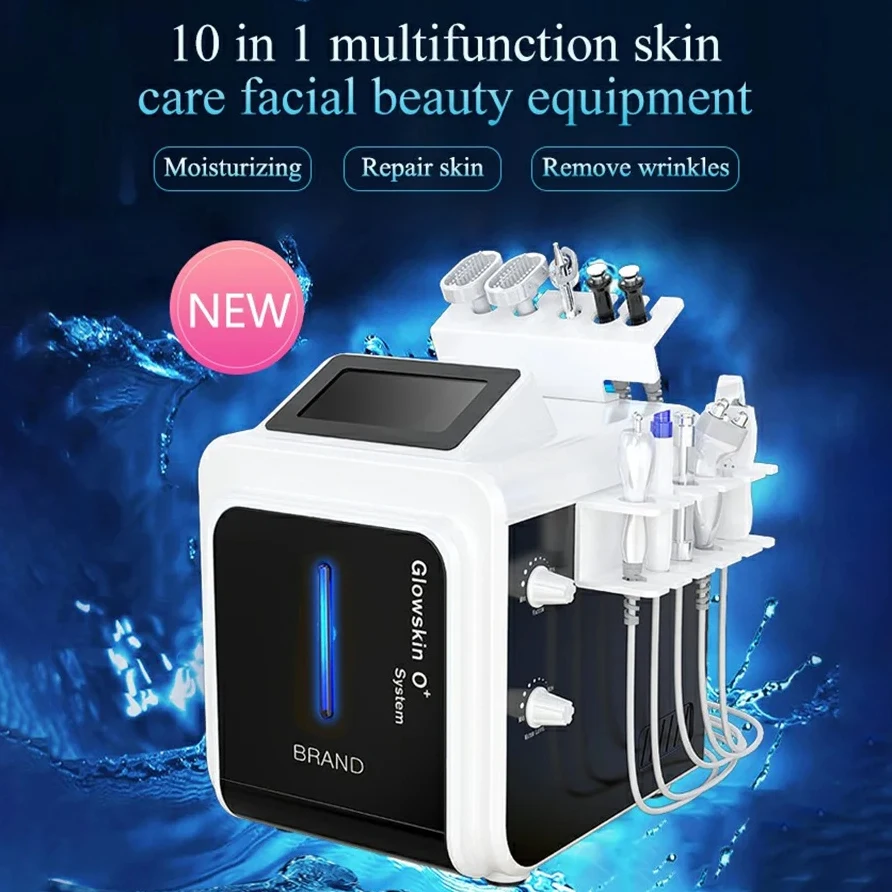 

New 10 in 1 Skin Exfoliating Hydra Dermabrasion Bubble Facial Deep Cleaning Aqua Nutrient Jet Hydrating H2O2 Anti-aging Device
