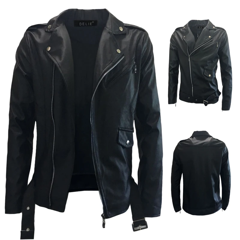 

new Spring and Autumn New Men's Fashion Casual Pure Color Classic Leather Jacket Men's Long Sleeve High Quality Leather Jacket