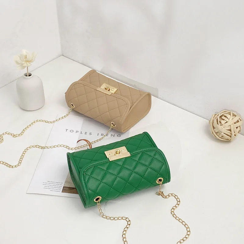 Embroidered Small Bag Ladies Bag Handbag Fresh And Sweet Meiling Lattice Chain Crossbody Bag