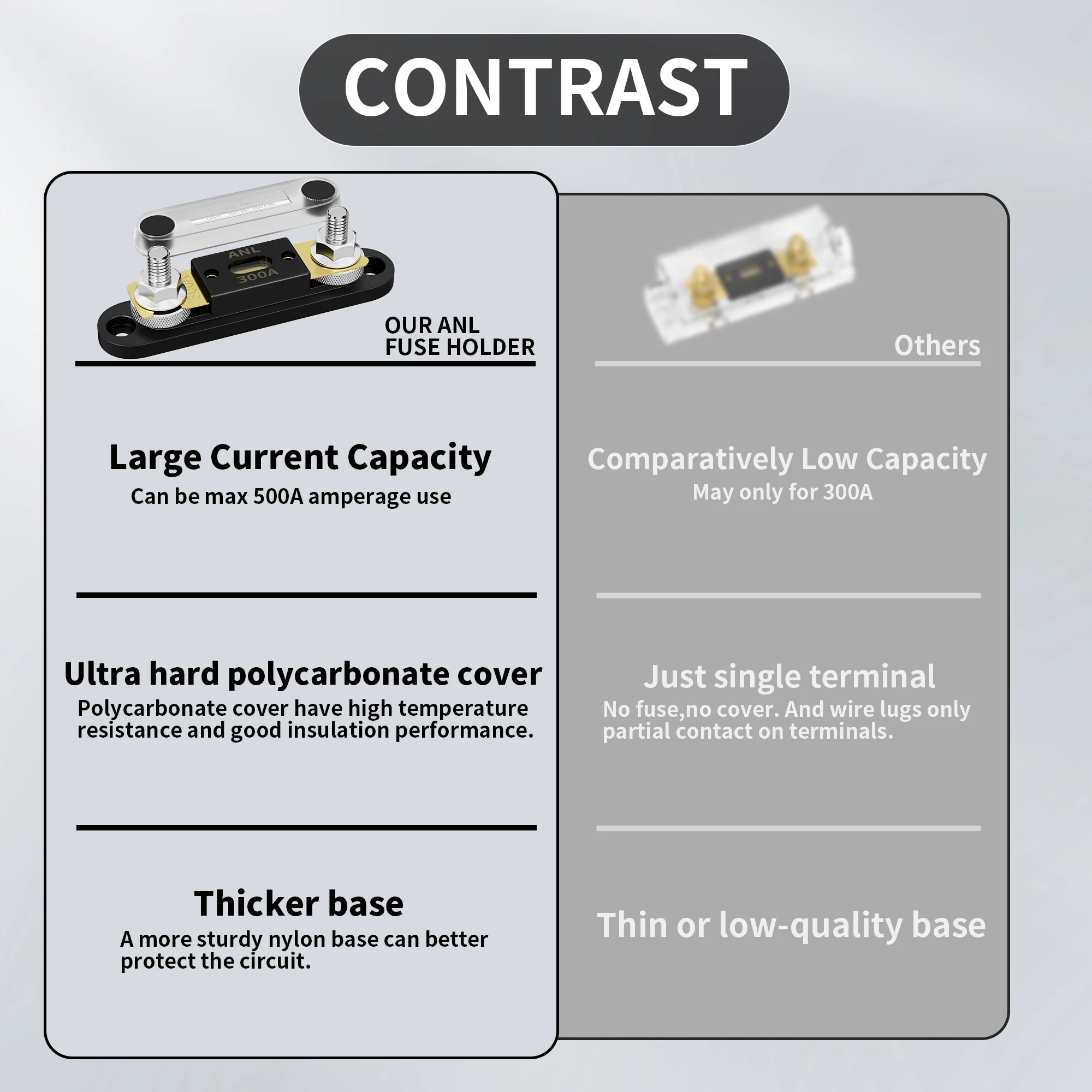 DaierTek 300 Amp ANL Fuse Block with 300A ANL Fuse Max 500A for Truck Automotive Marine fuse holder fuse box holder fuse box marine fuse block