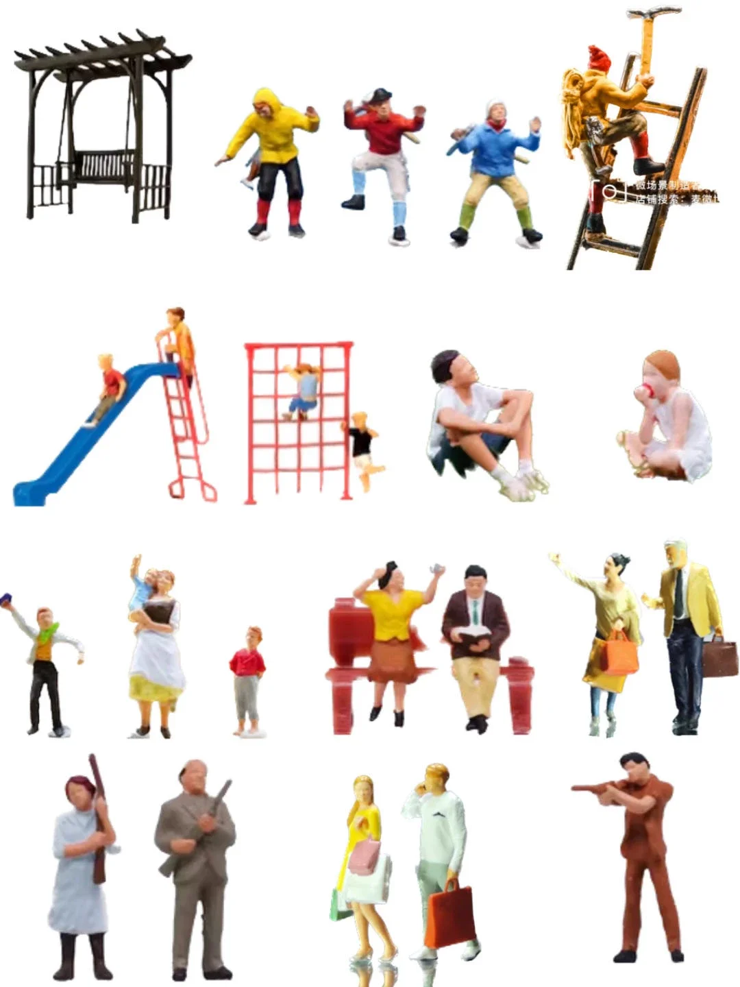 

1/87 Painted Sitting Posture Various Postures Spectator Children Slide Photography Rock Climbing Shopping Outdoor Scene Model