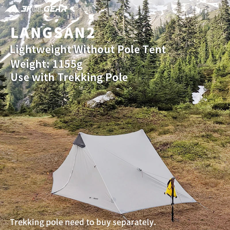 3F UL GEAR LanShan1 2 Ultralight Camping Tent Outdoor 15D Nylon Silicone 1-2 Person 3/4 Season Camping Professional Pyramid Tent
