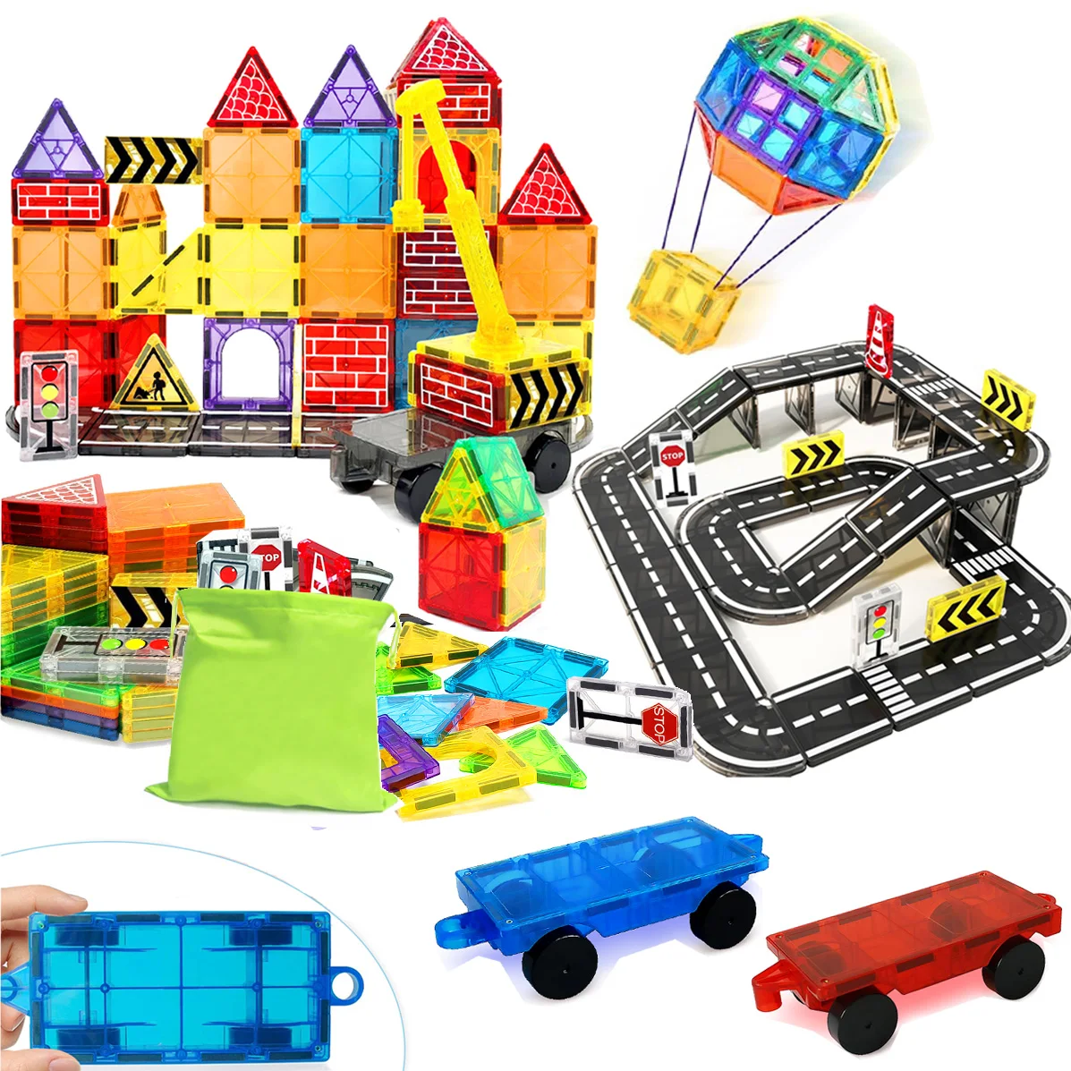 Magnetic building blocks magnetic assembly toy magnetic building blocks set car assembly toys magnetic Montessori educational game toys kids boys girls gifts