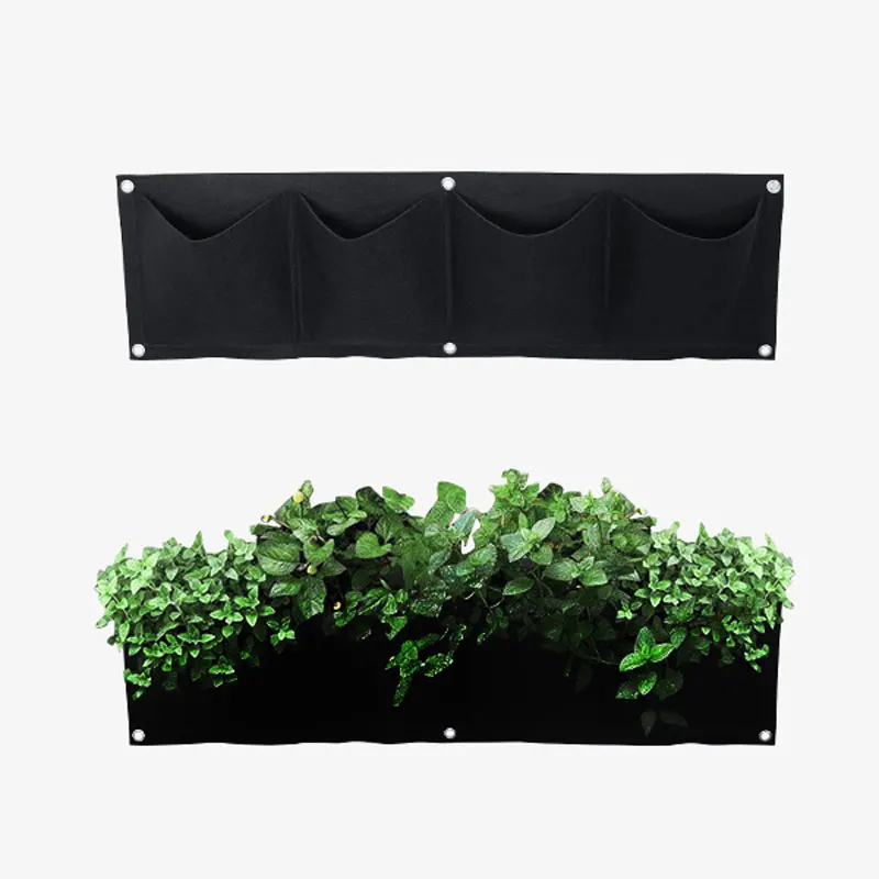 

4 Pockets Plant Growing Bag Wall Hanging Vertical Garden Grow Bag Planting Pot Planter Flower Storage Bag Home Seeding Pot