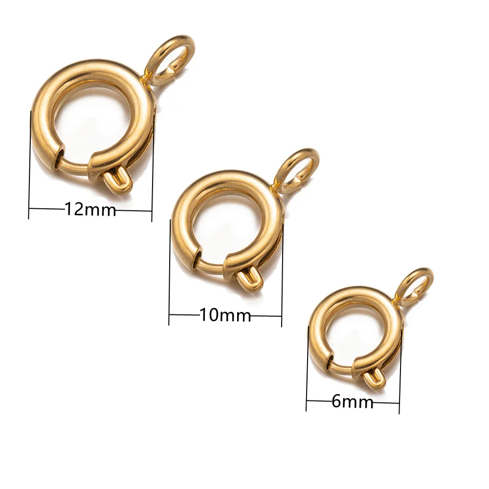 5pcs 6/8/10/12mm Edelstahl runde Klaue Feder verschlüsse Haken DIY Armband Schlüsselbein Halskette Anschlüsse Schmuck herstellung liefern – Detail 1