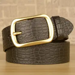 High quality first layer cowhide men's belt pure copper buckle casual crocodile pattern belt real cowhide designer jeans belt