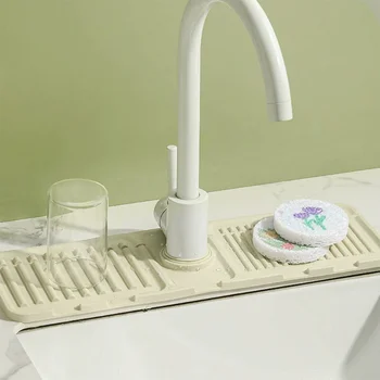 Kitchen Silicone Faucet Splash Mat Sink Splash Catcher Countertop Sink Protectors Mat Draining Pads for Bathroom Kitchen Gadgets 2