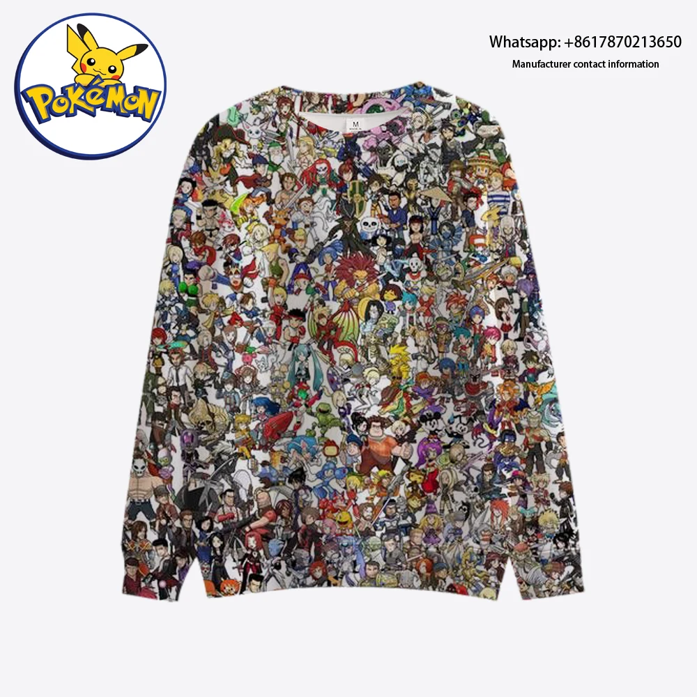 

Pikachu Game Top Girl Boy 4-14 Year Old Children's Cartoon Animation Set Autumn Spring Children's Sportswear Adult Sweatshirt