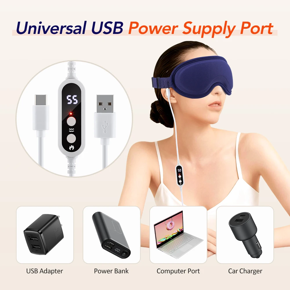 Electric Steam Eye Mask 3D Vibration Massage 5 Levels Hot Compress Smart Timing Sleep Shading Relieve Eye Fatigue Eye Care