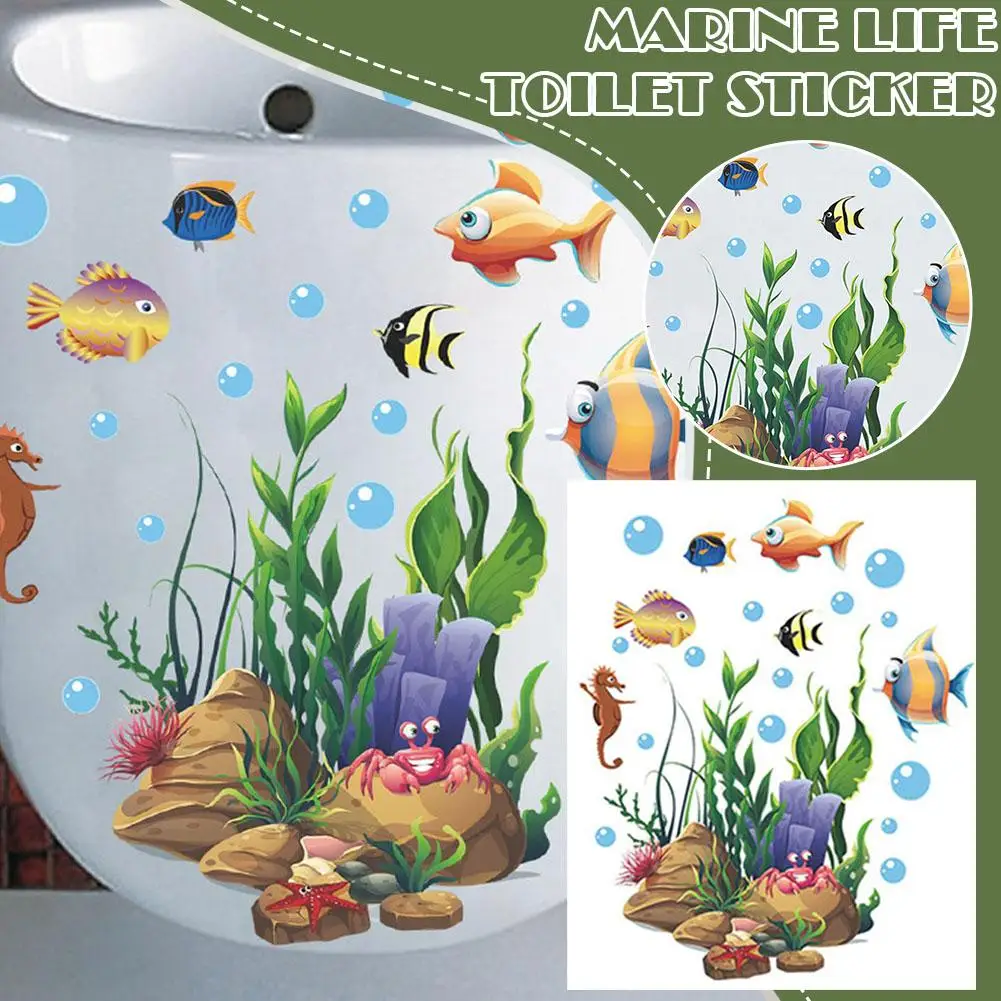 

Cartoon Marine Life Wall Stickers For Kids Room Bathroom Wall Tile Decals Sea Grass And Fish Wall Posters Home Decoration F5f0