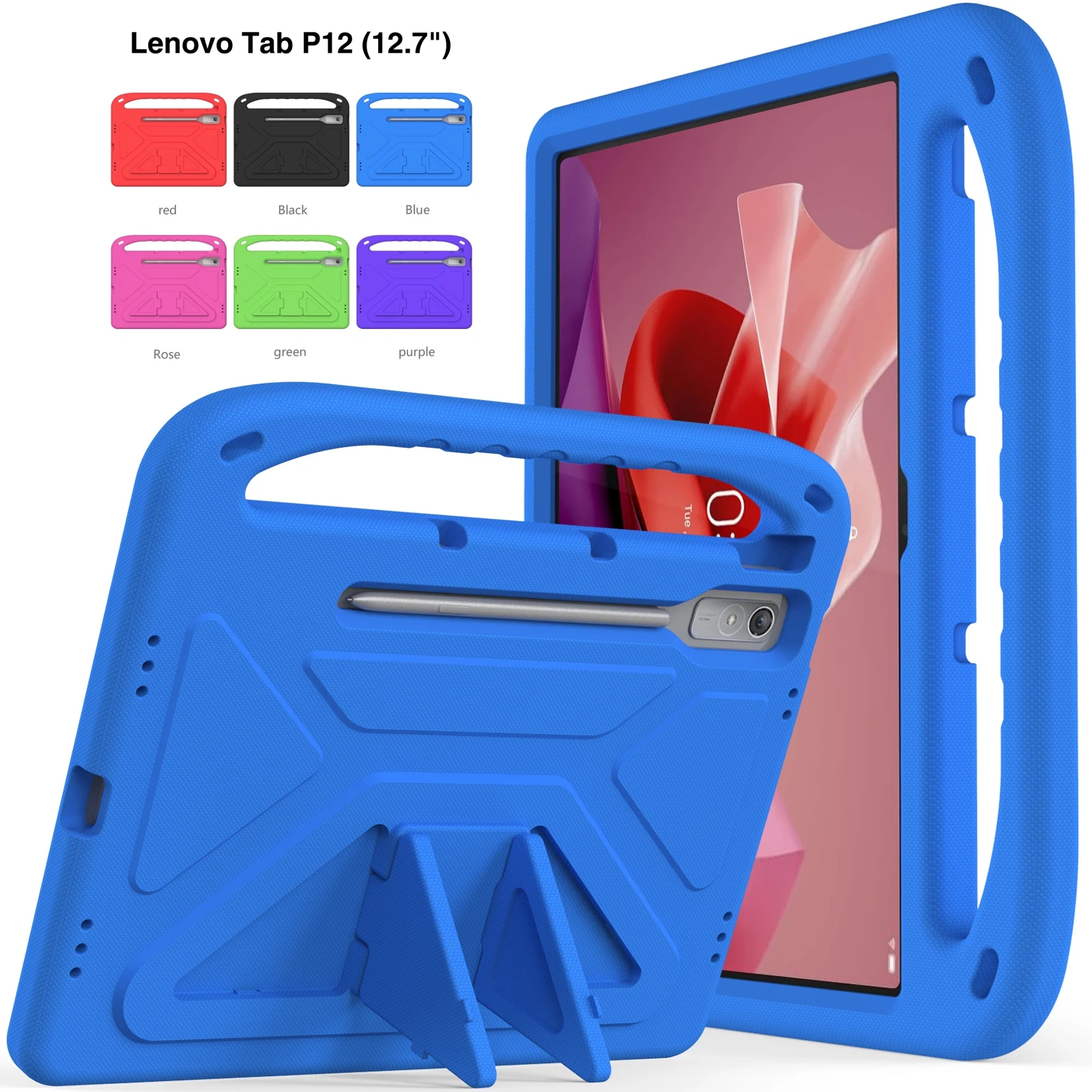 Tablet à Prova de Choque Stand Capa com Lápis Titular Case para Lenovo Tab P12 12.7 2023 Cofre para Crianças Xiaoxin Pad Pro