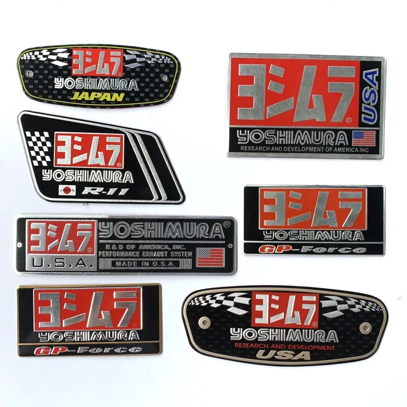 For Yoshimura Yamaha Honda Car Motorcycle Exhaust Tip Pipe Ornamental Stickers Moto Aluminium 3D Heat-resistant Muffler Decals