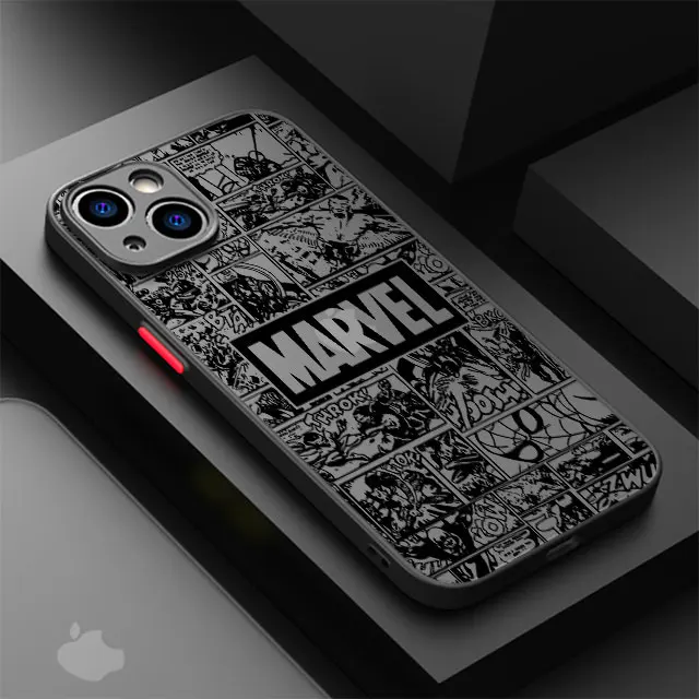 thumbnail image 1 of Funda para Apple iPhone 12 Mini 8 Plus 15 Pro 13 7 6S XS X XR SE 11 Pro 14 Pro Max cubierta dura PC de lujo Marvel Spiderman Ironman, 1 of 5