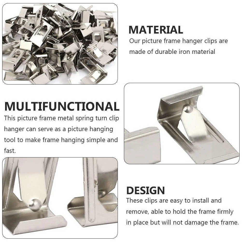 Hanging Hooks Picture Frame Hangers Wall Hooks 50 Pcs Photo Frame Hardware Hook Picture Hanging Hooks Metal Clothing Rack Easel Hanger Iron Spring Turn Clip Nail Accessories