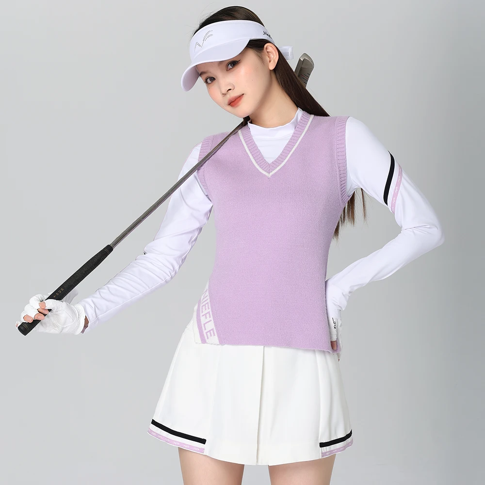 Winter Golf Women's Knitted Sweater Sleeveless Wear Resistant Versatile Short Skirt Outdoor Leisure Sports