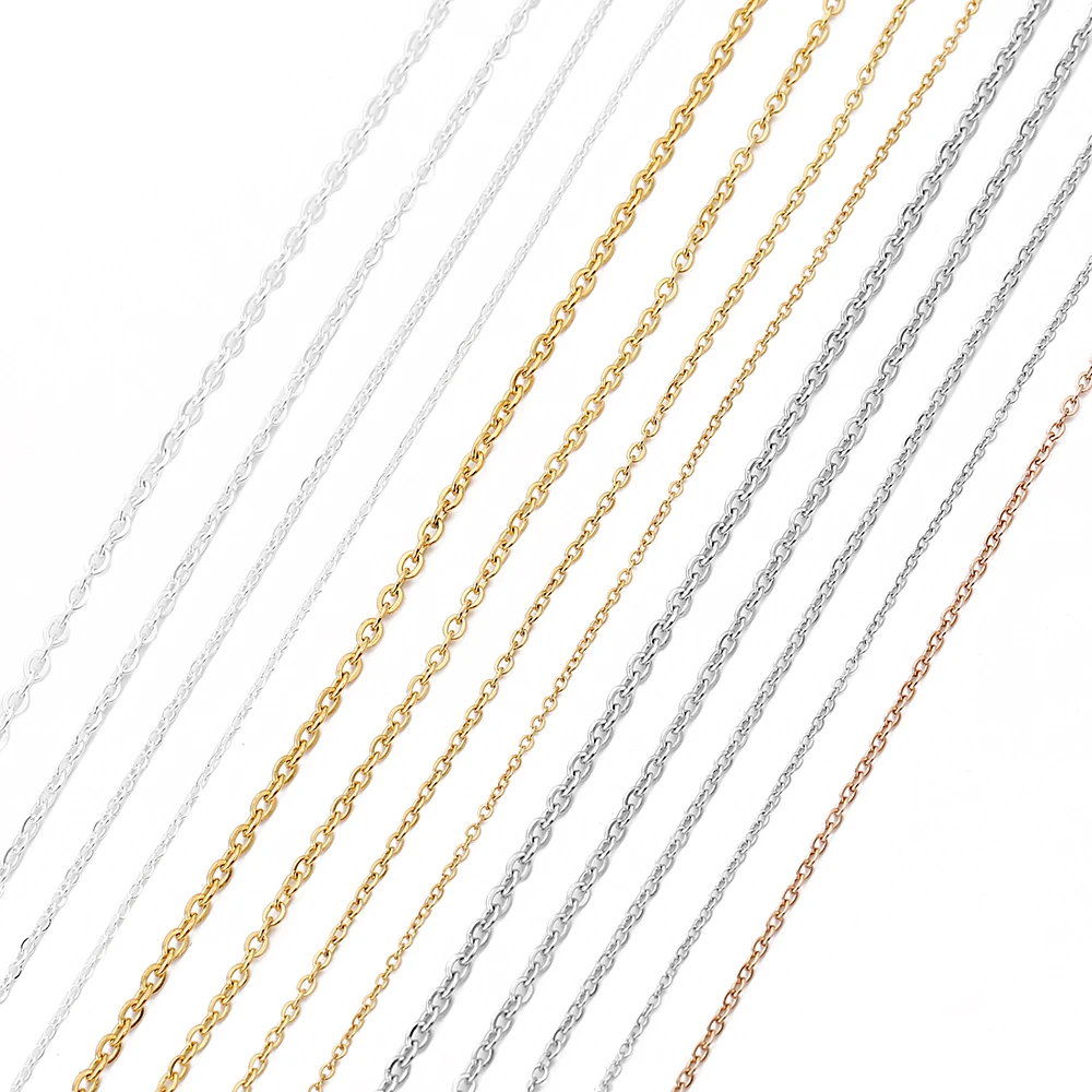 5 야드 스테인레스 스틸 플랫 링크 케이블 대량 체인 1mm 1.5mm 2mm 2.5mm 3mm DIY 목걸이 쥬얼리 결과 공예품 만들기