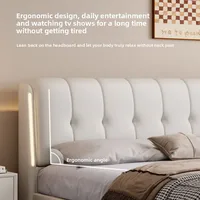 Lit blanc crème moderne minimaliste chambre principale cadre de lit lumière luxe bases confortables e armações de cama meubles d'intérieur 5
