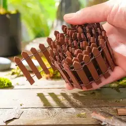 Mini Wooden Decorative Fence for Fairy Garden and Home Decor (Coffee Brown)