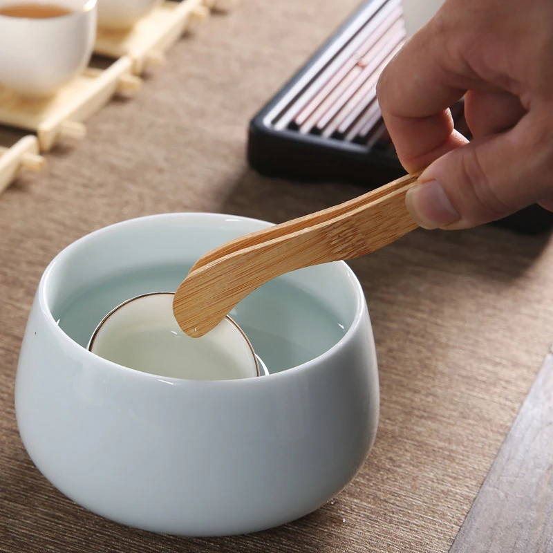 Tea Utensil Tweezers Tea Clips Wooden Tweezer Bacon Clip Tongs Bamboo Kitchen Salad Food Toast Daily Use 1PCS bamboo tea accessories,wooden food tongs,bamboo tongs,tea bag tongs