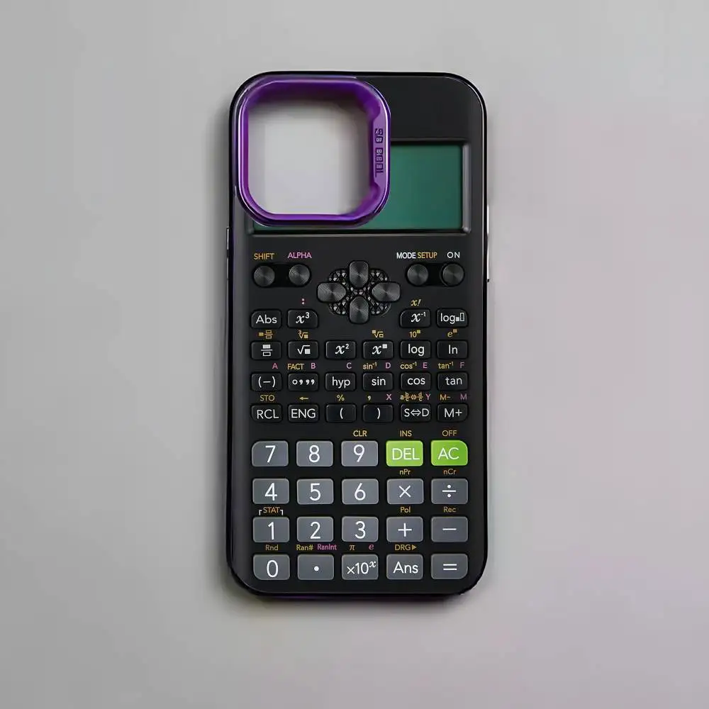Multicolor Metallic Aurora Matte Laser Phone Case with Stylish Calculator Pattern