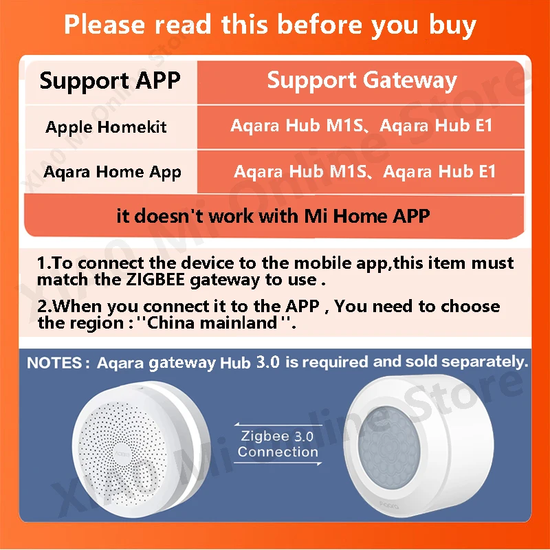 Aqara 고정밀 인체 센서 바디 센서, 모션 ZigBee 3.0 스마트 무선 연결, Homekit Aqara Home 앱으로 작동
