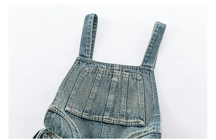 2025 Spring/Autumn Girls Denim Overalls Trendy Detachable Wide-Leg Jeans for Kids Stylish Versatile Casual Two Wear Trousers