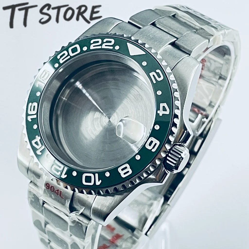 Silver 40mm Watch with Ceramic Bezel and Sapphire Case