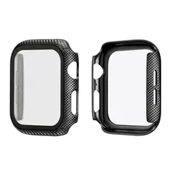 Premium Carbon Fiber Apple Watch Case with Screen and Glass Protector Cover for 41mm series 7 8 (Clean)