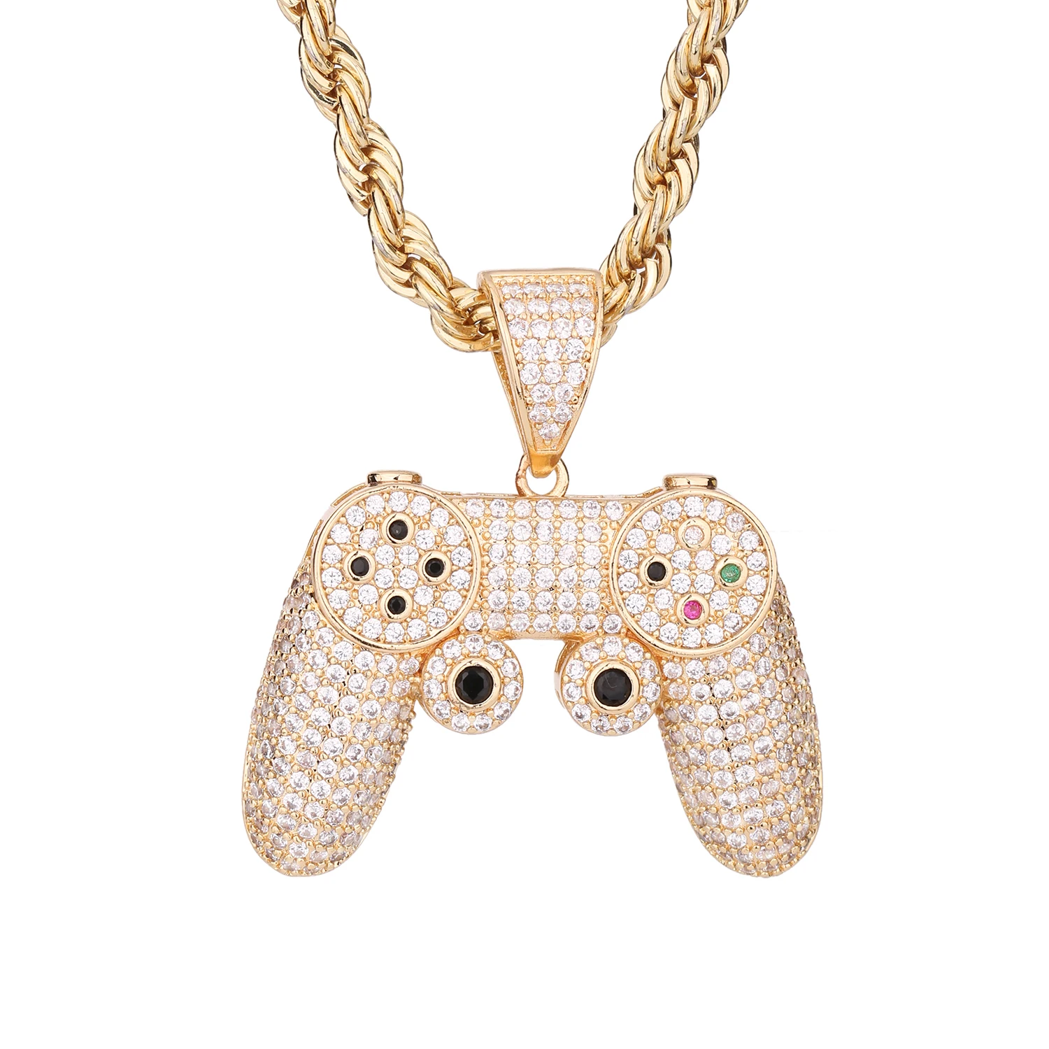 

Game Machine Pendant Street Punk European and American Creative Diamond 14K Hip HopGold Tide Brand Handle Long Necklace