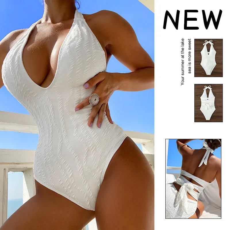 

2023 New Female Push Up Thong Bather Bathing Suit Monokini Brazilian Swimming Suits Sexy One Piece Swimsuit Women Solid Swimwear