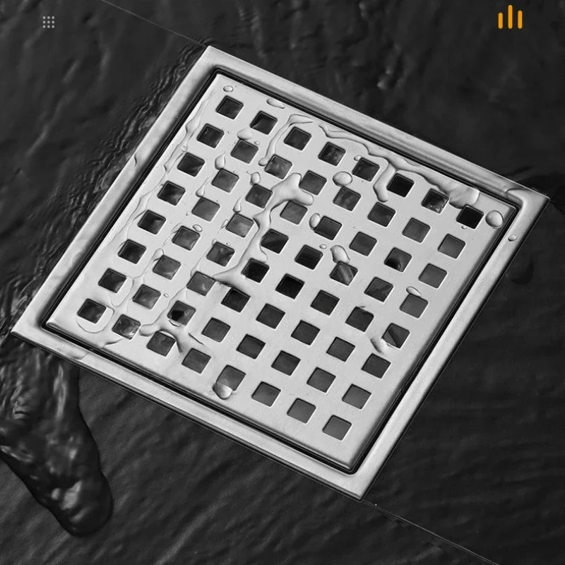 ท่อระบายน้ำแบบยุโรป ชั้นเดียว ทำจากสแตนเลส 304 ท่อระบายน้ำแบบสี่เหลี่ยมขนาดใหญ่ ระบายน้ำด้านข้าง 1