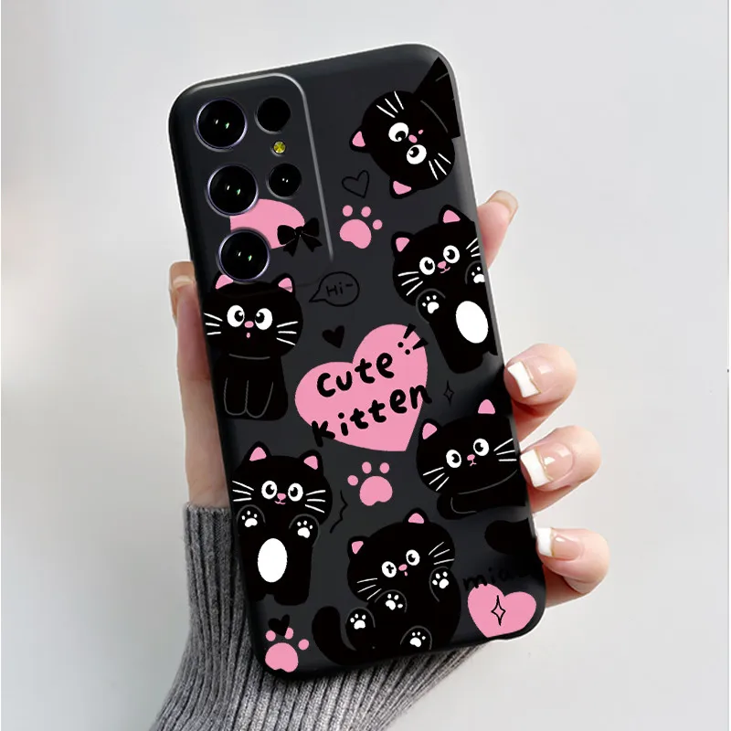 Cute Flower Cartoon Black Silicone Phone Case - Soft, Printed Cover
