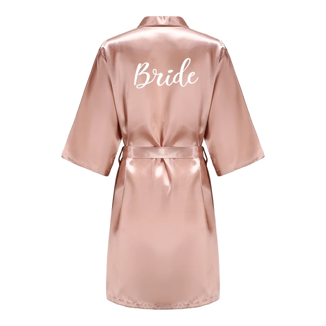 Robes de demoiselle d'honneur de mariée pour femmes, cadeaux de fête de mariée, robe d'équipe, vêtements de nuit en Satin de soie, Kimono, peignoir d'été Sexy