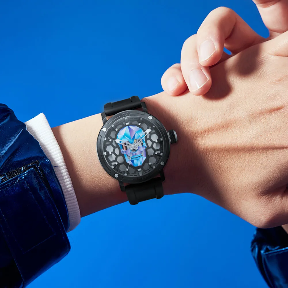 MINBER Skull Dial Design Quartz Watch Fashion Sports Military Watches For Men 50M Waterproof Luminous Man Wristwatch Clock 9092_voghion.com