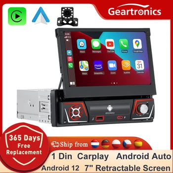 1 din Radio de coche Android Carplay Auto Universal 7 "IPS pantalla retráctil navegación gps 1Din Android 12 reproductor de vídeo Multimedia 1