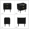 20" Small Side Table, Modern Bedside Tables with 2 Stroage Drawers, for Table for Living Room, Bedroom, Black&Gold, 1-Pack 2