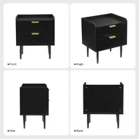 20" Small Side Table, Modern Bedside Tables with 2 Stroage Drawers, for Table for Living Room, Bedroom, Black&Gold, 1-Pack 2