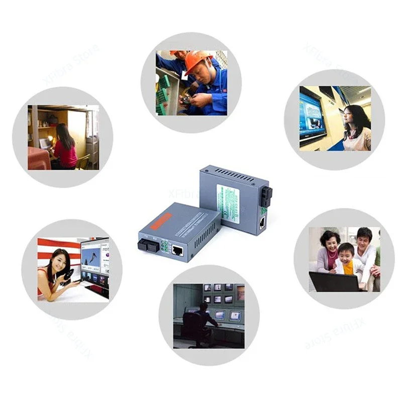 Gigabit Fiber Optical Media Converter HTB-GS-03 10 Mbps 100 Mbps 1000Mbps UPC, SC-Port External Power Supply 1-3 Pair