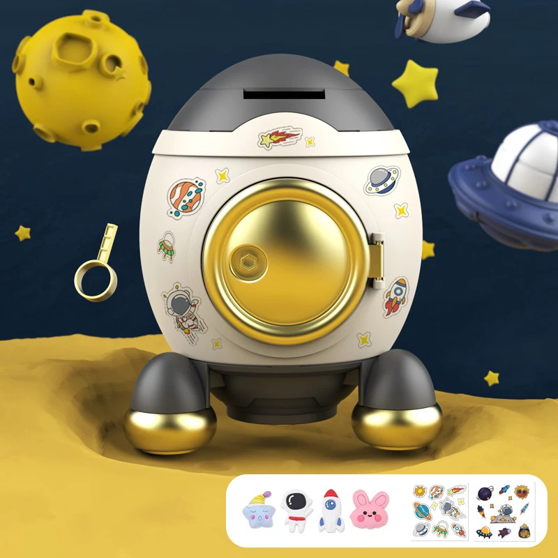 Rocket Shaped Money Box Kindergarten Children Accessible Financial Tool Boys Toy Holiday Durable Birthday Gift