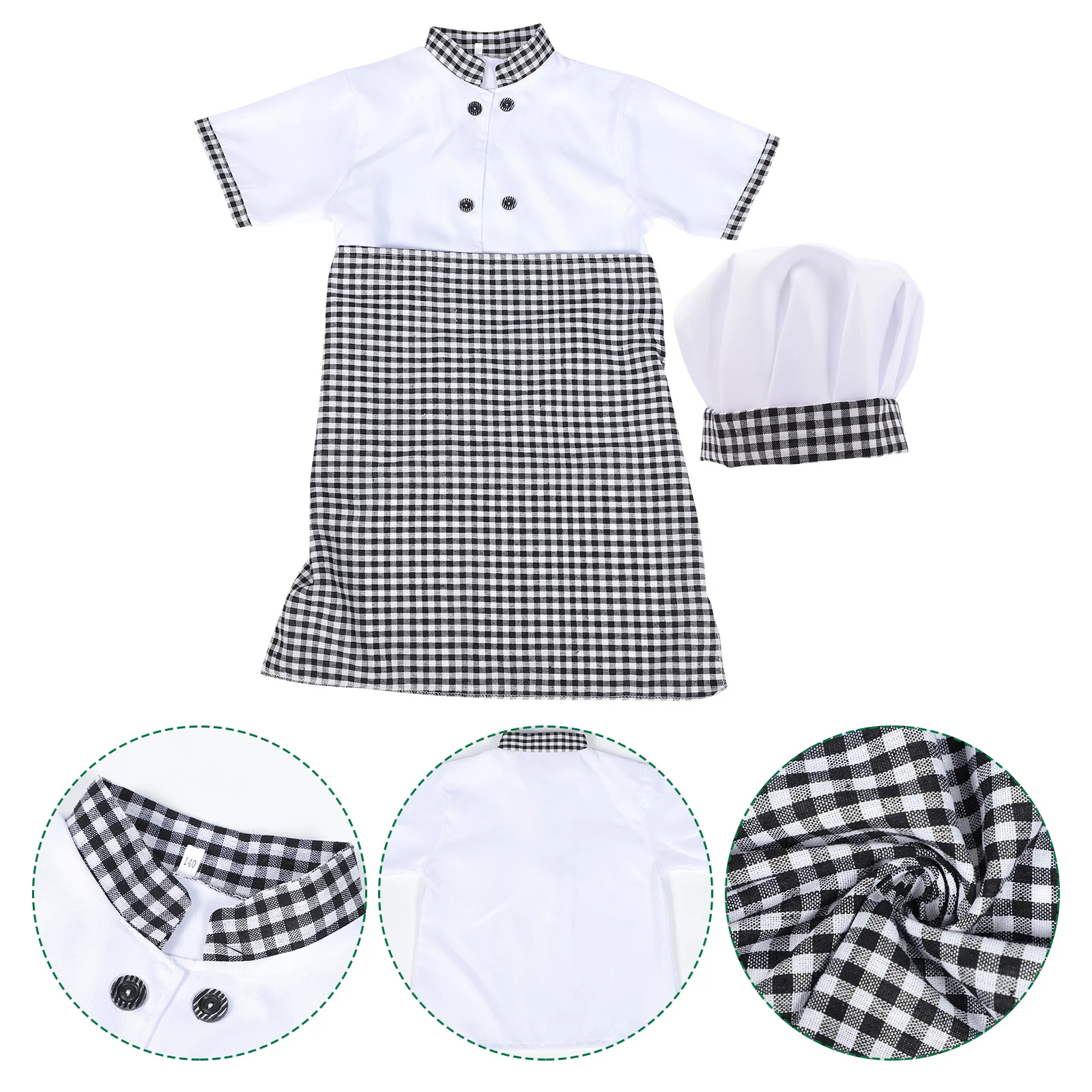 

1 Set Unisex Kids Chef Cosplay Uniform Outfit Short Sleeve Blouse with Apron Hat