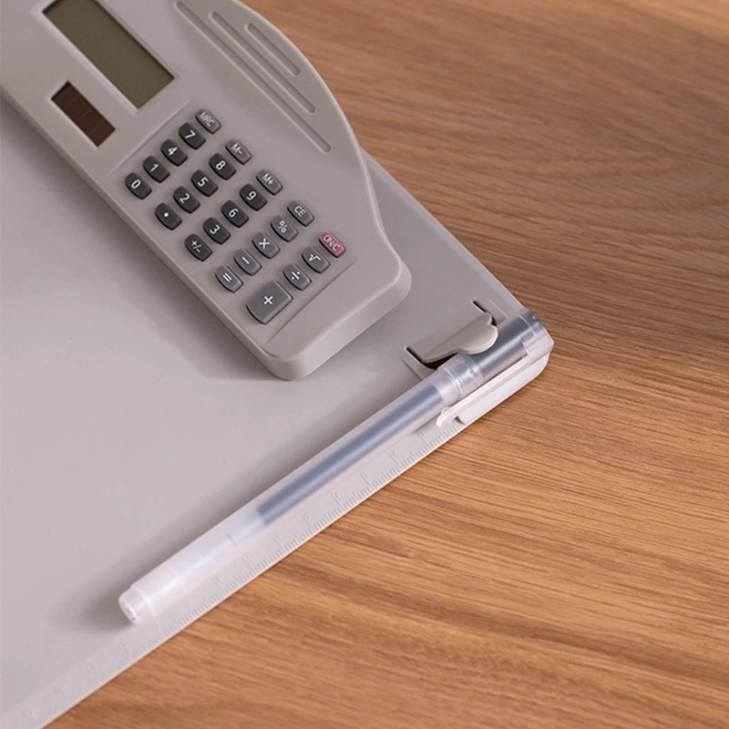 Plastic Clipboard Strong with Solar Charging Calculator Pen Holder Hangable Clip Board for Business Meeting Hospital